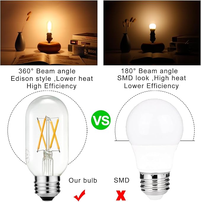 LiteHistory E26 LED Bulb 6W Equivalent e26 led Bulb 60 Watt Dimmable Warm White 2700K E26 Edison Bulb AC120V 600lm Tubular T14 T45 LED Bulb for Pendant, Sputnik,Vanity,Chandeliers Pack of 6
