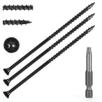 Wood Screws #10 x 5’’, T25 Star Torx Drive Flat Head Deck Screws, Black, 42Pcs (1lb)