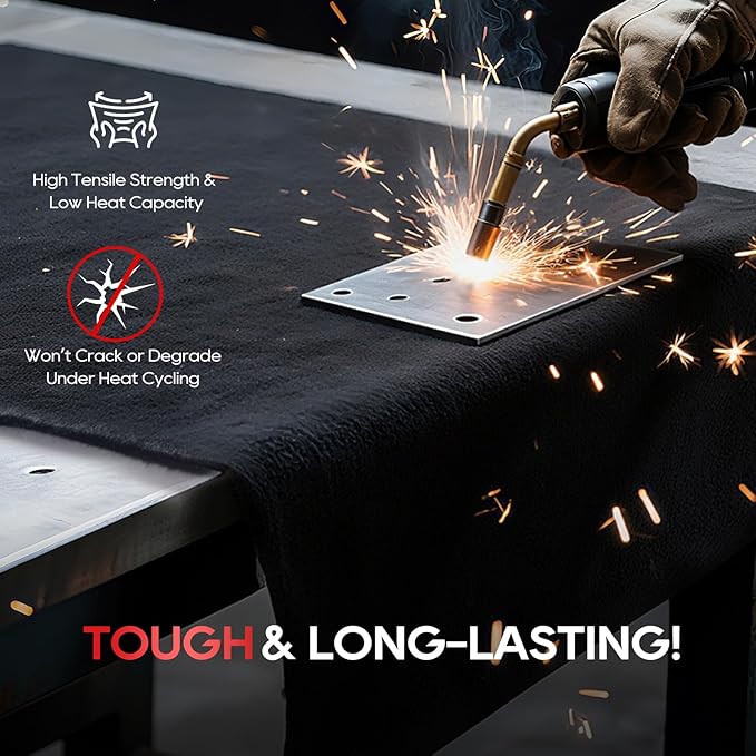 TOPDC Welding Blanket 40x40 Inch, High Temp Resistant Carbon Felt Pad, 5mm Thick Heat Shield Fabric Withstands 2200℉, UL94&MSDS Certified, Flexible&Cuttable for Welding Soldering Grill Firepit