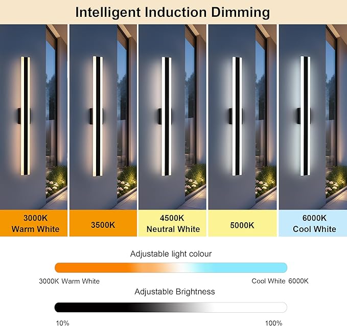 TODOLUZ 2-Pack 40-Inch LED Long Outdoor Wall Light Fixture, 30W IP65 Waterproof Exterior Linear Wall Mount Lighting, 5 Color Temperature Mode (3000K/3500K/4500K/5000K/6000K)