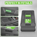 Upgraded 6000mAh GBA80200 Battery Replace for Greenworks PRO 80V, Lithium Ion GBA80200 GBA80300 GBA80400 GBA80500 GBA80250 Compatible with Greenworks 80V Max Power Tools Battery (Not for Kobalt)