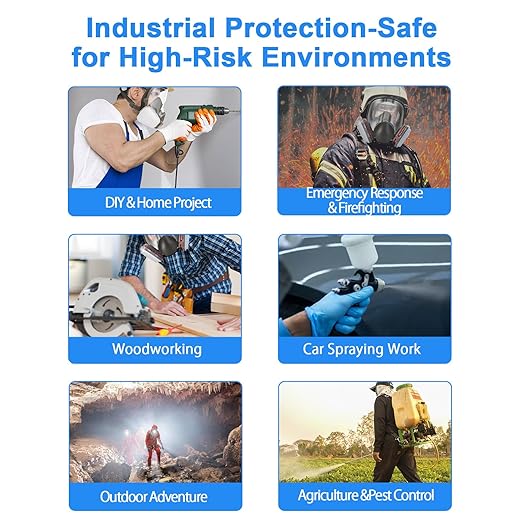 Full Face Gas Industrial Mask, Reusable 6800 Respirator Mask with Filters 6001 and 2091, Cold Flow Exhalation Valve, Silicone Face Seal, for Painting, Sanding, Woodworking, Welding, Chemical Handling
