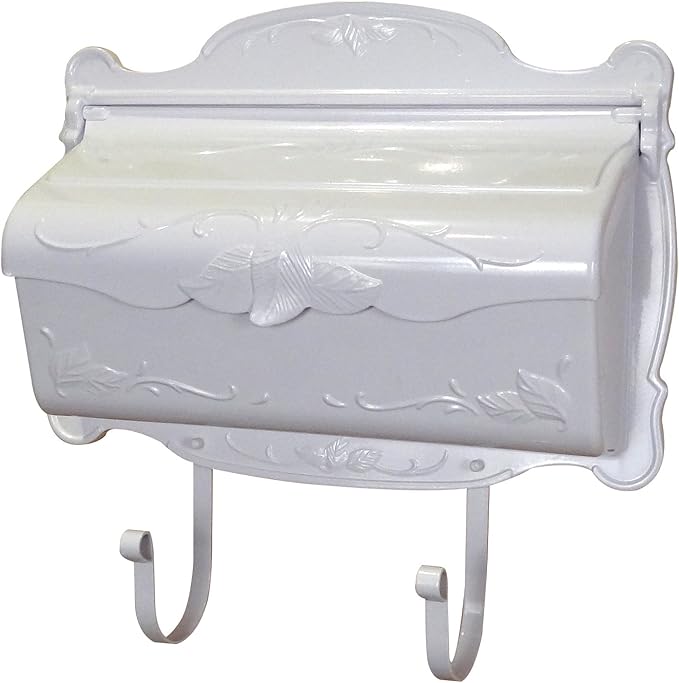 Special Lite Floral Horizontal Wall Mount Mailbox - White Aluminum Mailbox for Wall Mount - SHF-1001-WH