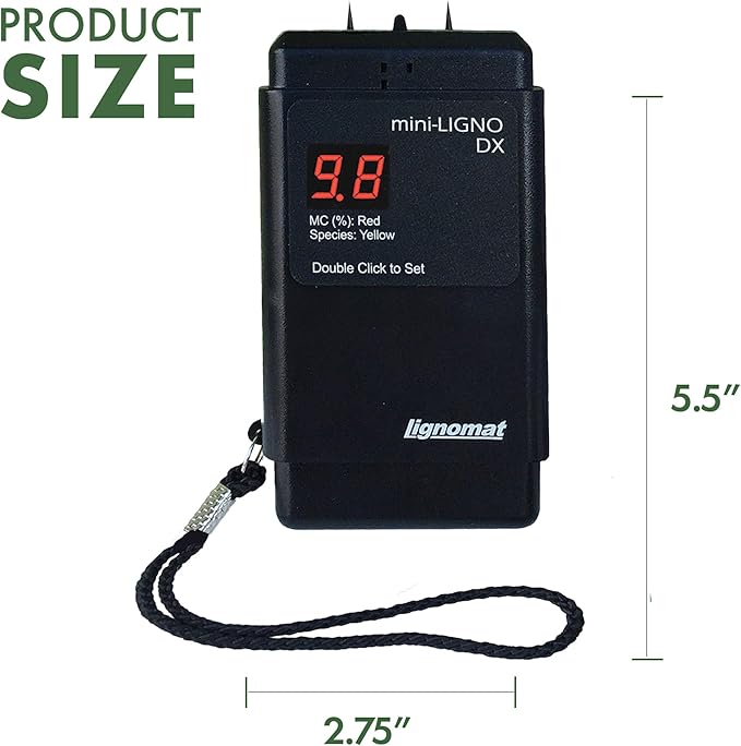 mini-Ligno DX Moisture Meter for Wood, Bamboo, Subfloors, OSB, Laminates, Gypsum, Drywall & Wall Boards, Tester for Woodworking, Flooring & Restoration Projects, Moisture Meters for Detection