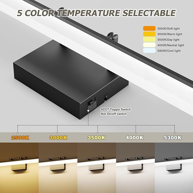 Black Vanity Light 24", 18W LED Bathroom Light Bar with 5CCT, Adjustable Angle & ETL Dimmable Driver – Modern Bathroom Vanity Light Fixture for Mirror, Powder Room, Bedroom, Apartment, Hotel