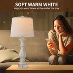 Table Lamps Set of 2 Vintage Night Stand Light Touch Dimmable Desk Lamp Farmhouse Resin Lamp,Bedside Lamps with USB Ports and Outlets Lamps,for Bedroom,Living Room,Office,Dining Room,End Table,Reading