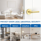 Amerdeco 1 Pack Brushed Gold Door Handles Interior, Knurled Privacy Door Handles with Lock,Gold Door Lever for Bedroom or Bathroom,Reversible Keyless for Left Right Handed Doors AM0027