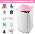 Casart Washing Machine Portable Washer W/ 7.7 Lbs Weight Capacity Washer and Dryer Full Automatic Washing Machine (Pink&White)