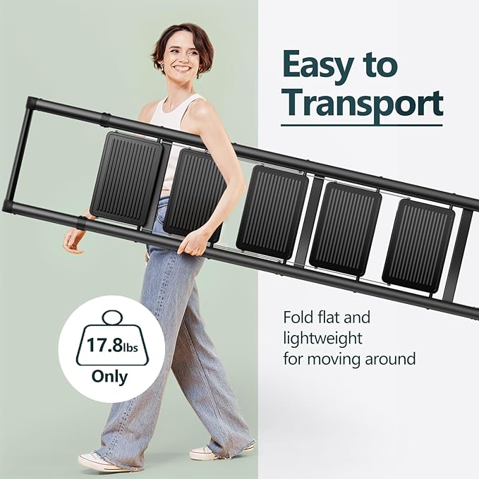 WOA WOA 5 Step Ladder, Foldable Ladder with Wide Pedals and Handle, Sturdy Ladders for Home and Kitchen with Anti-Slip Feet, Supports up to 330 lbs - Black