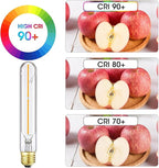 7.3 Inch E26 Led Bulb 40 watt,Dimmable Tubular Bulb 4W,2700k Warm White Edison Bulbs,T10 Long Clear Glass Light Bulb for Rustic Pendant,Industrial Pipe,Wall Sconces,Chandeliers,6 Pack