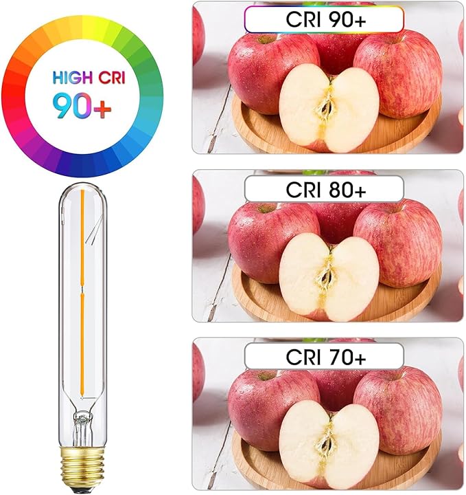 7.3 Inch E26 Led Bulb 40 watt,Dimmable Tubular Bulb 4W,2700k Warm White Edison Bulbs,T10 Long Clear Glass Light Bulb for Rustic Pendant,Industrial Pipe,Wall Sconces,Chandeliers,6 Pack