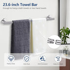 TQKAG 5 Piece Bathroom Towel Bar Holder Sets Brushed Nickel Bathroom Hardware Set Stainless Steel Toilet Paper Holder with Shelf Bathroom Accessories Kit Wall Mounted