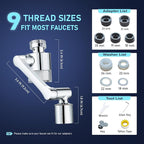 ATQ Water Filter for Sink Faucet Extender Aerator, Reduce Chlorine 1080° Rotating 2 Modes Spray Attachment for kitchen/Bathroom/Toddlers, 9pcs Filter (Aerator1080)