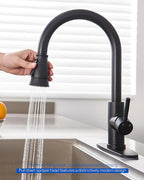 Pull Down Spray Head Replacement for Kitchen Faucet, 3 Modes Kitchen Sink Faucet Sprayer Head Nozzle Spout with 11 Adapters, Matte Black