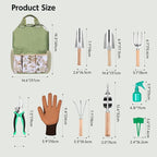 Gardening Tool Set 10 Pieces, Heavy Duty Stainless Steel Garden Tool Set Hand Tools with Roomy Lightweight Floral Tote Bag, Rust-Proof Garden Tools for Gardening, Ideal Gardening Gifts for Women Mom