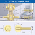 Amerdeco Front Door Lock Set with Double Cylinder Deadbolt, Exterior Entry Door Lever, Heavy Duty Entry Door Locksets for Left or Right Hand Exterior Door（Brushed Gold 2 Pack）