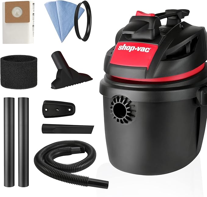 Shop-Vac 2.5 Gallon 2.5 Peak HP Wet/Dry Vacuum, Portable Compact Shop Vacuum with Wall Bracket & Multifunctional Attachments, 5760288