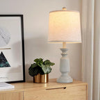 Terpsichore Lamps Set of 2 Modern Farmhouse Table Lamp Bedside Reading Lights Living Room End Lamps Bedroom Night Light,High 22.5 Inch,Antique Grey,with Fabric Lamp Shade,Bulb Not Included