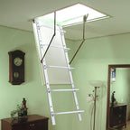 5-Rung Window Well Ladder Hooked, Heavy Duty Steel Fire Escape Ladder, Powder-Coated Basement Egress Window Ladder 56.2" Lx17.9 W, White