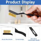 Jeffbaubl 30 Pieces Mini Wire Brush,6.7 Inch Brass Brush,Curved Handle Masonry Brushes Wire Bristle,Wire Brushes Scratch Brush for Cleaning Welding Slag and Rust Tool