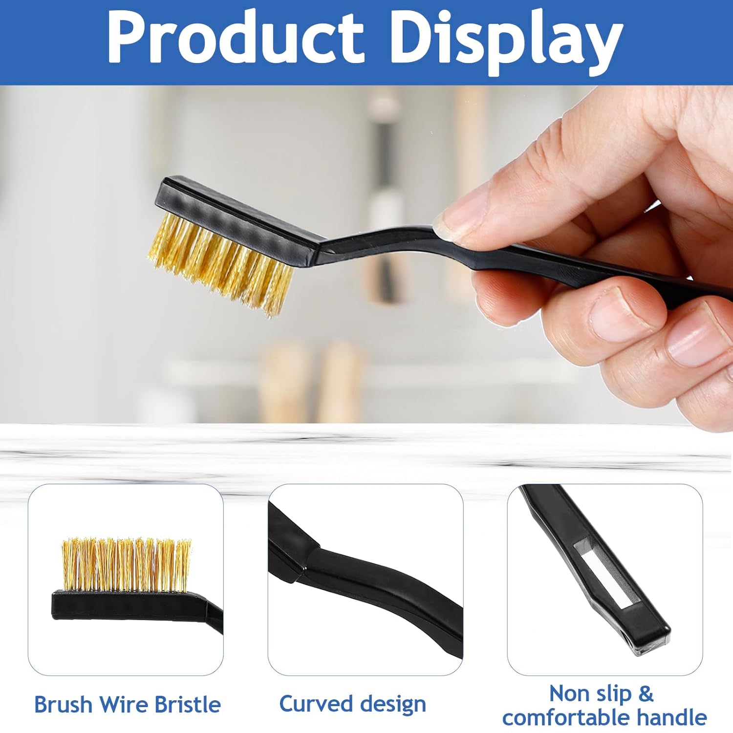 Jeffbaubl 30 Pieces Mini Wire Brush,6.7 Inch Brass Brush,Curved Handle Masonry Brushes Wire Bristle,Wire Brushes Scratch Brush for Cleaning Welding Slag and Rust Tool