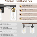 3-Light Bathroom Light Fixtures, 19" Modern Vanity Lights Over Mirror with Clear Glass Shades, Black & Gold Light Fixture, Classic Wall Light Fixture for Mirror Living Room Cabinet Bedroom Porch