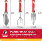 Garden Weasel 3-Piece Hand Tool Combo Set | Trowel, Transplanter and Cultivator | Heavy Duty Lawn and Garden Set, Digging, Planting, and Weeding | 91370-Q
