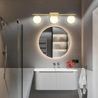 New Bathroom Vanity Light Fixtures 3 Lights Brushed Brass Glass Shade Modern Wall Bar Sconce Over Mirror