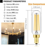 Dimmable E12 Led Bulbs 100W T6 Candelabra Light Bulb Soft White 3000K E12 Edison Bulbs 8W Vintage LED Filament Edison Candle Bulb 800lm, 6Pack