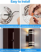 KIZON Dusk to Dawn Outdoor Wall Lights 2 Pack, Modern Exterior Lighting Fixtures with Oil Rubbed Bronze Finish, Up and Down Lights Outdoor with Bulbs, Modern Sconce Lights for House Porch, ETL Listed