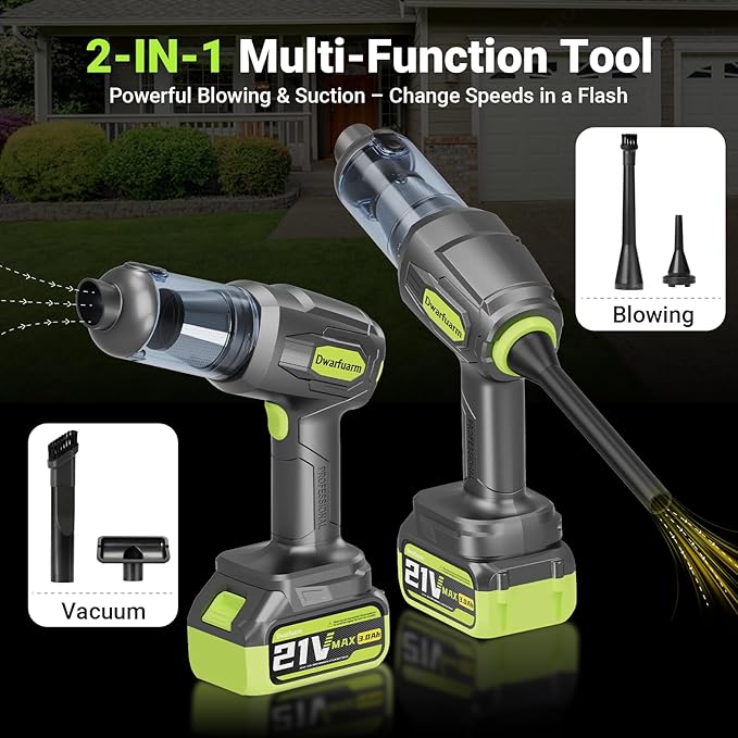 Cordless Car Vacuum Cleaner, 36000PA High Power Suction, 120W Portable Handheld Vacuum with 2×3.0Ah Batteries, Multi-Nozzle Air Duster for Car, Home, Office, Pet Hair