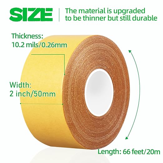 CHENYA Double Sided Tape Heavy Duty,2" X 66 Ft,High Tack Strong Wall Adhesive with Fiberglass Mesh,Super Sticky Resistente Clear Strong Mounting Tape for Crafts,Carpet,Picture