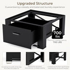 SKM 29" Washer & Dryer Pedestals with Drawer - 2 Pack Laundry Stand Raiser, 14.3" Height, Steel Construction, Black