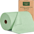 Roll of Microfiber Cleaning Cloth –100 Pack, Tear Away Microfiber Towels, Reusable, Washable, Scratch-Free, Cleaning Supplies,Kitchen Towels for Car, Home, Kitchen, Dishes(Bean Green)