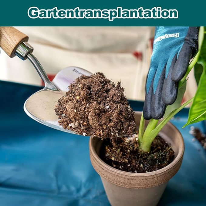 Berry&Bird Perennial Trowel, Oversized Garden Potting Trowels with Sharp Blade Wood Hand Shovel, Stainless Steel Planting TSpade Gardening Tool for Roots,Digging,Transplanting