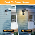 15" Dusk to Dawn Black Outdoor Wall Lantern, Outside Modern Wall Sconce Light Fixture, Porch Light Wall Mount with E12 Socket and Glass, Waterproof Exterior Lamp Lighting for Patio Garage, 1Pack