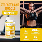 Creatine Monohydrate Gummies 5000mg for Men & Women, Chewables Creatine Monohydrate for Muscle Strength, Muscle Builder, Energy Boost, Pre-Workout Supplement-90 Pineapple Gummies