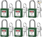Lockout Tagout Locks 6-Pack｜OSHA Green Loto Locks Keyed Different｜2 Keys/Lock for Industrial Machinery & Electrical Panels｜Chrome Steel & Laser Coding