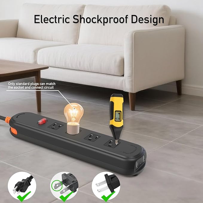 Outdoor Power Strip Weatherproof, KPQ IPX6 Waterproof Surge Protector with 4 Wide Outlets, 2 USB A&1 USB C, 6FT Heavy Duty Extension Cord for Home, Office, Dorm, Patio, FCC UL Listed