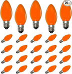 SUNSGNE C7 LED Christmas Orange Light Bulbs, 25 Pack Orange Replacemet Light Bulbs for Christmas Halloween Decor, E12 Candelabra Base, 0.6 Watt
