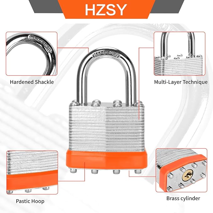 Padlocks Keyed Alike, Pack of 12, Laminated Steel Keyed Lock (1-9/16", 40mm), Padlocks with Same Key, Normal Shackle, for Toolbox, Locker & StorageUnit or More