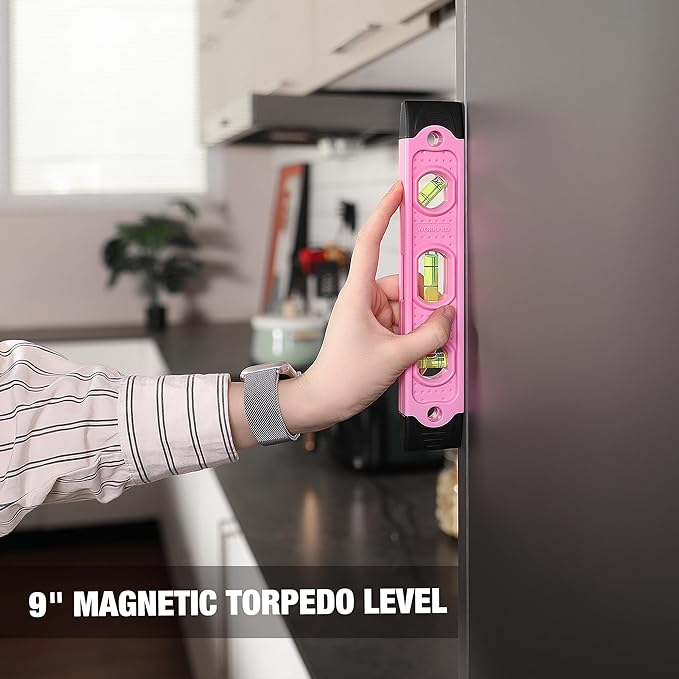 WORKPRO Pink Tool Set - 100 Pieces Pink Tool Kit with Easy Carrying Pouch, Household Tool Kit for Home, Apartment, Office, College, Perfect for DIY Projects, Home Maintenance - Pink Ribbon