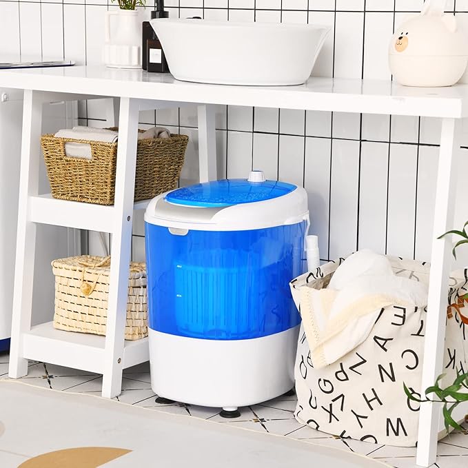 Giantex GX24977-PE, Mini Washer and Spinner Combo, 5.5lbs, Semi-automatic Compact Laundry Apartment Dorm RV Portable Washing Machine, 5.5 LBS Capacity