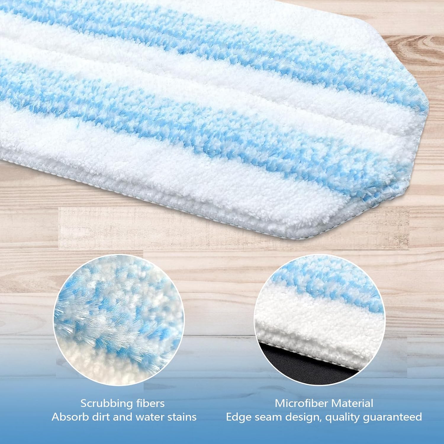 6 Pack Mop Replacement Pads for Ocedar H2prO Flat Mop System, Washable and Reusable Handle Pads Refills for Floor Cleaning