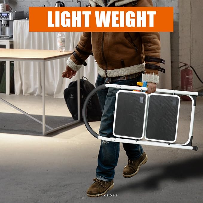 2 Step Ladder, Folding Lightweight Step Stool with Wide Anti-Slip Pedal for Home, Office, Kitchen and Garage, Service Height 18.5 inch, 400 lbs Capacity