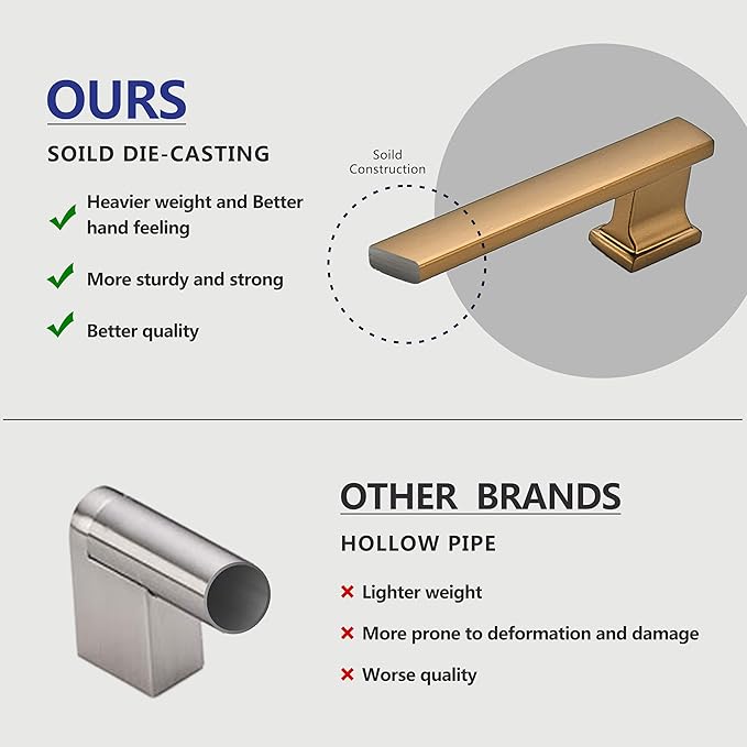 6 Pack 8-1/2 Inch Length|7-1/2 inch(192mm) Hole Center Champagne Bronze Kitchen Cabinet Handles, Cabinet Pulls Kitchen Cabinet Hardware, Cupboard Pulls, Drawer Handles