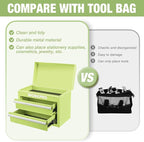 WORKPRO Metal Mini Tool Box, Top Tool Chest containing Two Drawers with Ball Bearing Slides, PVC Drawer Liners and PP Feet Pads, Durable Cold Rolled Steel Small Toolbox for Multi-Purpose Storage