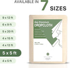 Canvas Drop Cloth by Salt Earth, Pack of 1 Reusable Paint Drop Cloth, 100% Recycled Cotton, All Purpose Painters Drop Cloth, Cotton Canvas Tarp Cover for Painter Furniture & Floor Protection (5x5 FT)