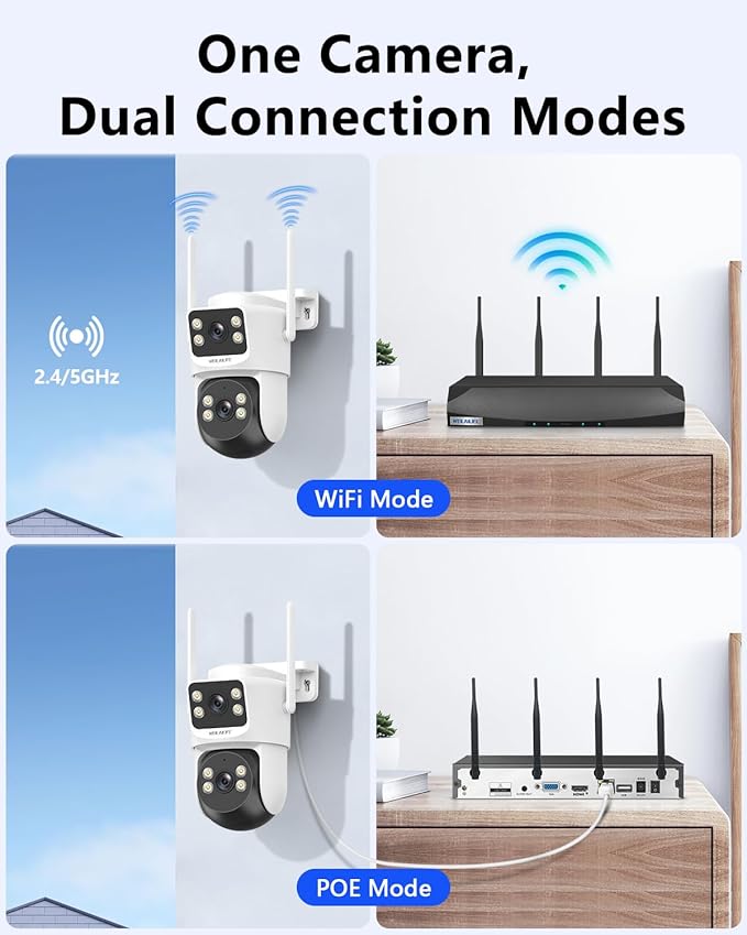【2-Way Audio & Auto Tracking】 4MP PTZ Security Cameras Wireless Outdoor, Wireless Outdoor Security Camera System, Home WiFi Video Surveillance DVR Kits
