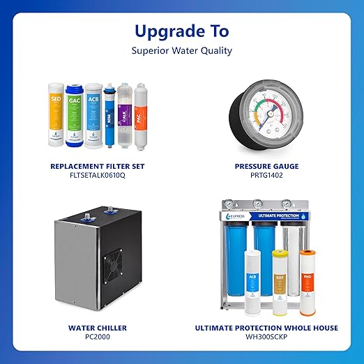 Express Water 10 Stage Reverse Osmosis Alkaline Water Filtration System - Under Sink Water Filter with Faucet and Tank, 100 GPD